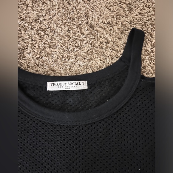 Evereve Project Social T Black Mesh Tunic Size Medium - Picture 7 of 7